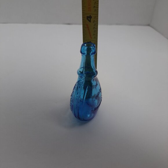 Wheaton Cerulean Blue Embossed Miniature Glass Bottle Decorative Vintage Piece - Picture 16 of 16